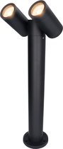 Aspen double LED sokkellamp 45cm - Kantelbaar - incl. 2x GU10 - 2700K Warm wit - IP65 Buitenlamp geschikt als padverlichting - Zwart