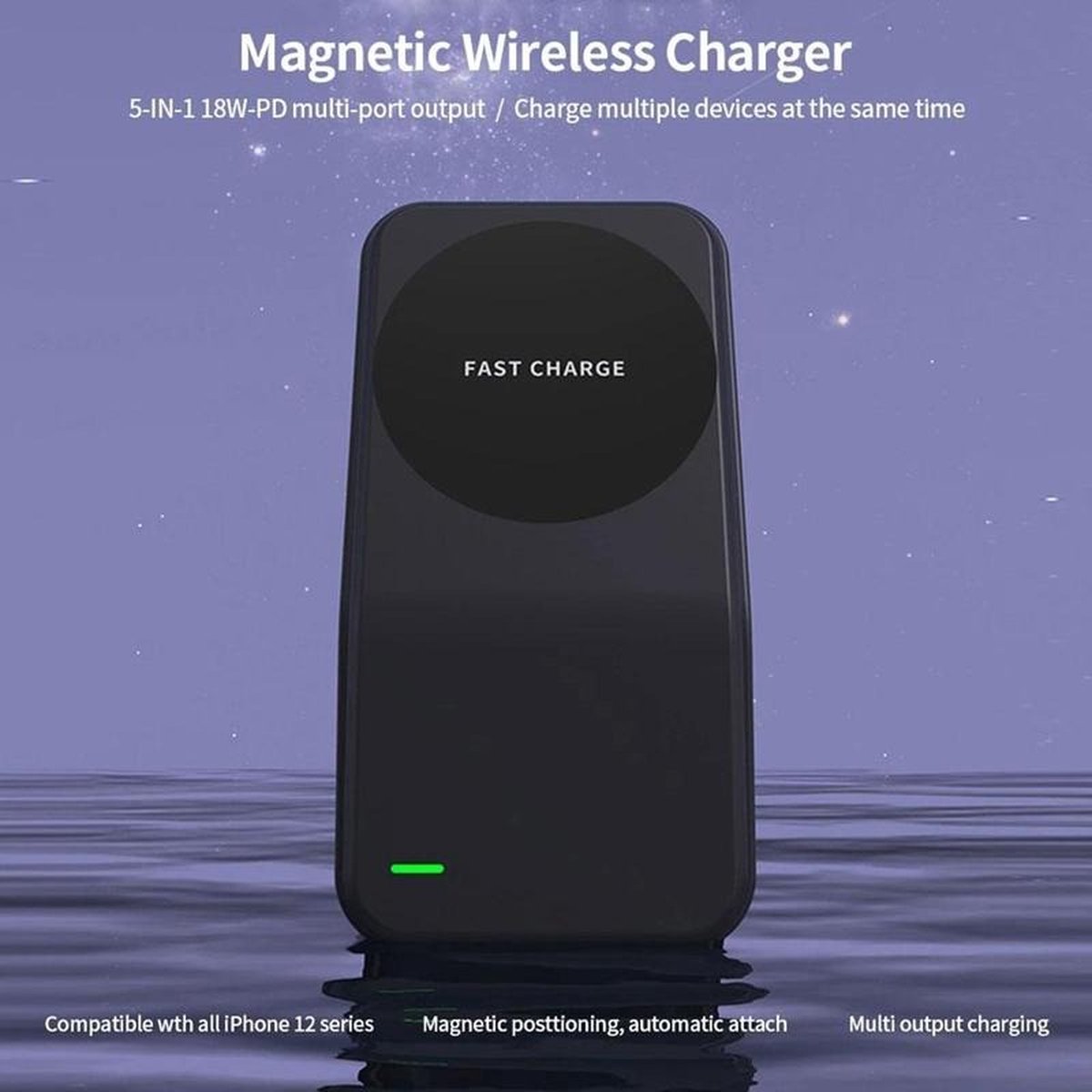 DrPhone WL9 5 in 1 Multipoort Oplader + Magsafe Draadloos DrPhone WL9 5 in 1 Multipoort Oplader + Magsafe Draadloos