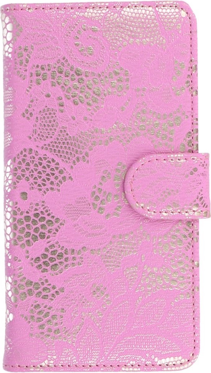Lace Bookstyle Wallet Case Hoesjes voor Microsoft Lumia 535 Roze