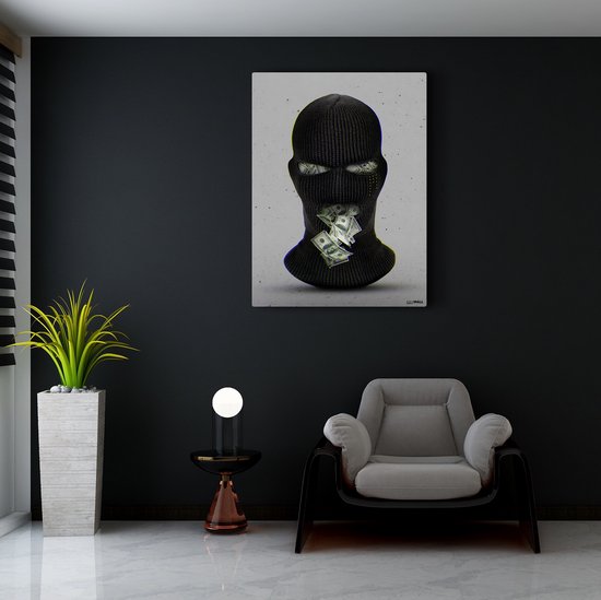 Luxe Canvas Schilderij Bandana Mask | 100x150 | Woonkamer | Slaapkamer | Kantoor | Muziek | Design | Art | Modern | ** 2CM DIK! **