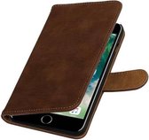 Hout Bookstyle Hoes Geschikt voor de iPhone 7 Plus / 8 Plus Bruin