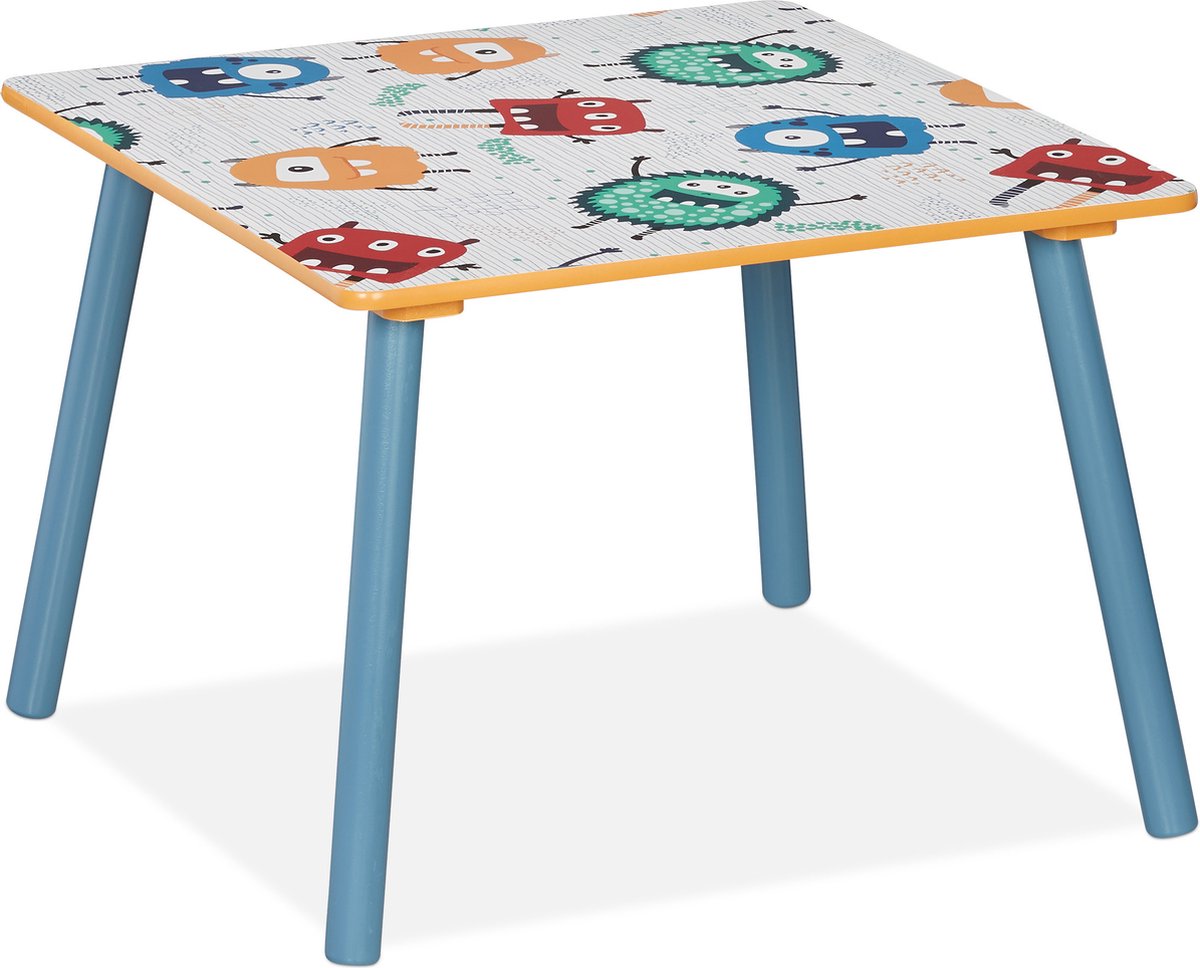 Relaxdays Ensemble table et chaises enfants en bois ALBUS emplacement pour  caisses de rangement, blanc