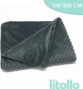 Litollo Verzwaringsdeken Zachte Winter Fleece Hoes - Weighted Blanket - Grijs - 150*200 cm