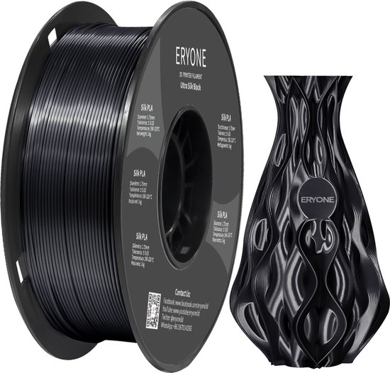 Eryone - Noir Silk - Filament PLA - 1Kg 1.75mm - Pour Printer 3D et Stylo  3D - Zwart