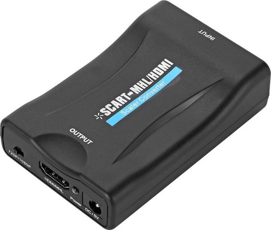 Scart naar HDMI Adapter - Full HD - 720P / 1080P - Plug & Play - Scart Schakelaar - Zwart