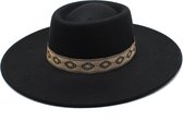 Chapeau Fedora - Bord Zwart | Ajustable | 56 à 60 cm | Coton / Polyester | Mode Favorite