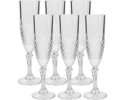 Champagneglazen - 6x stuks - 200 ml - kunststof - onbreekbare champagne glazen