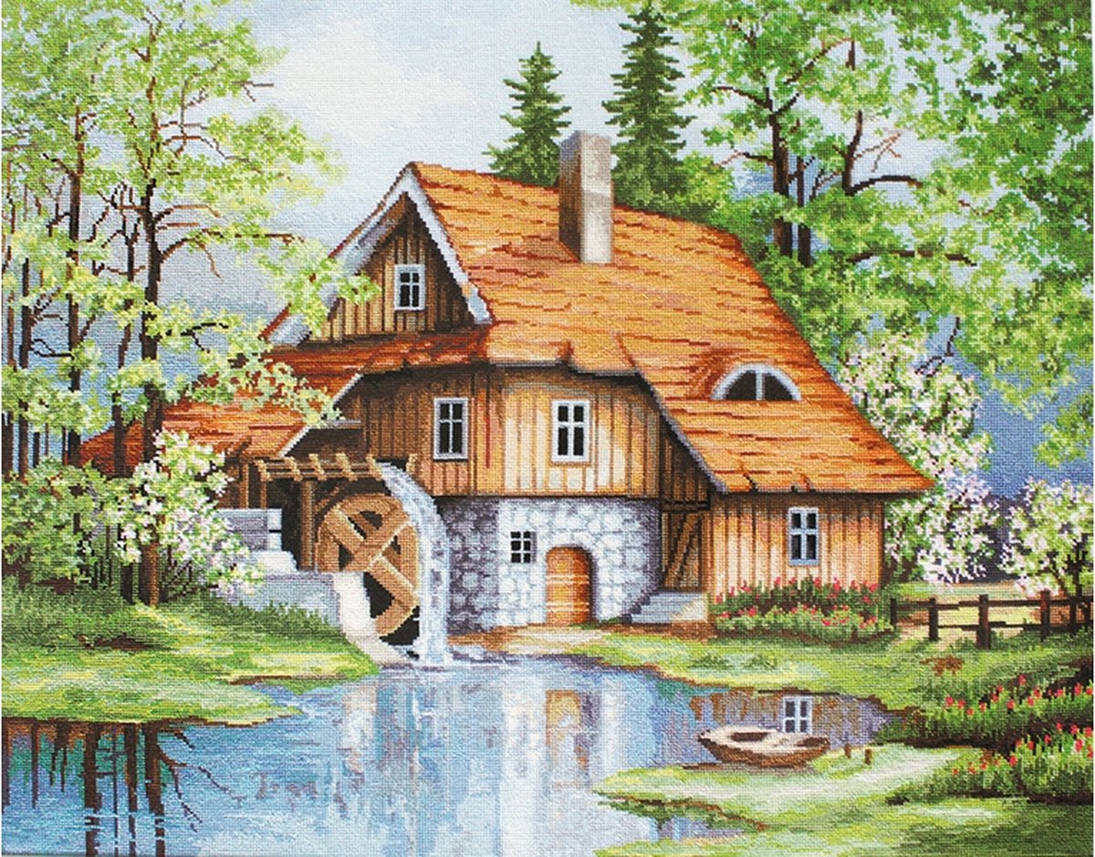 Borduurpakket SPRING LANDSCAPE - LENTE LANDSCHAP - LUCA-S telpatroon