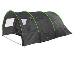 Skandika tunneltent Kemi voor 4 personen - Kampeertent, 2 slaapcabines, 2 m stahoogte, waterdicht, 3000 mm waterkolom, voorwand verplaatsbaar, voortent | Kampeertent, familietent (antraciet/groen)