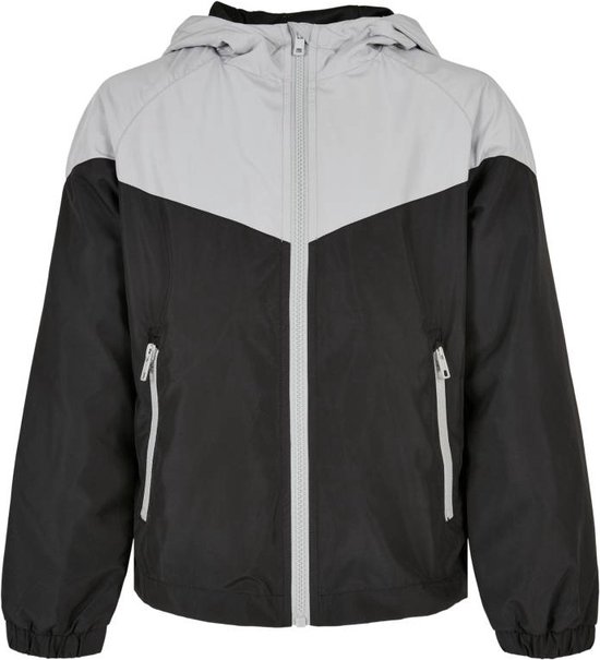 Urban Classics - 2-Tone Tech Windrunner Kinder Jacket - Kids 110/116 - Grijs/Zwart