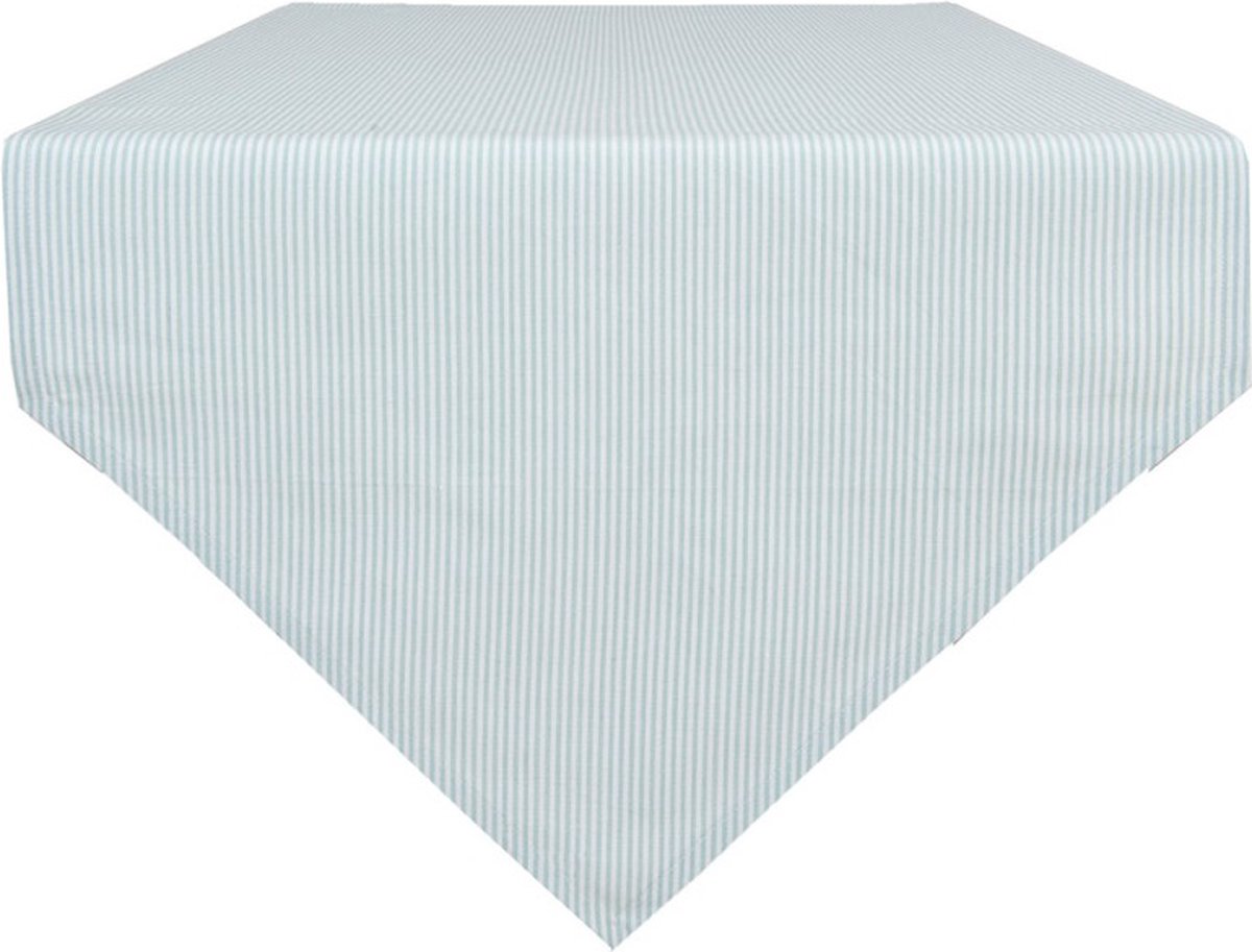 Clayre & Eef - Tafelloper - Strepen - Mintgroen / Wit - 50 x 160 cm