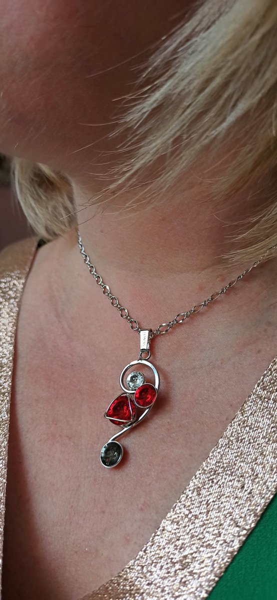BOCCOLO Collier Handgemaakte - Italiaans design met SWAROVSKI ELEMENTS™ Ketting 40 cm - Lengte 5 cm x 2 cm - Juweel van gerhodineerd materiaal.