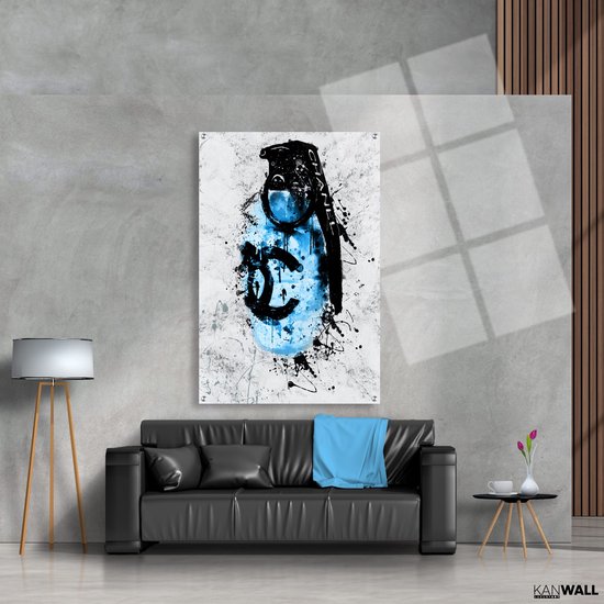 Luxe Plexiglas Schilderij Fashion Grenade Blue | 40x60 | Woonkamer | Slaapkamer | Kantoor | Muziek | Design | Art | Modern | ** 5MM DIK**