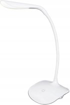 LED Bureaulamp - Estoya Acrin - 3W - Helder/Koud Wit 5500K - Touch Schakelaar - Dimbaar - Flexibele Arm - USB Opladen - Mat Wit - Kunststof
