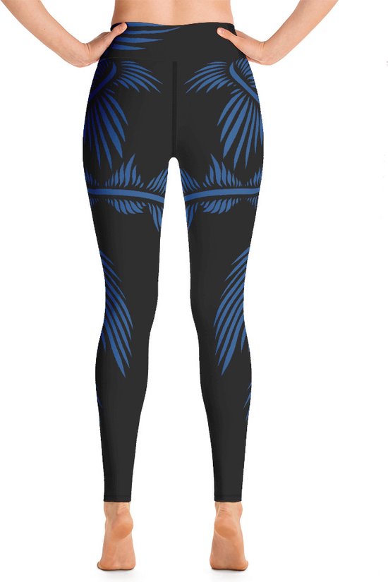 Sportlegging - design Lines 4 Peace - High Waist - Dry Fit - High Performance - 4way stretch- unieke print - UPF 50+ - Hardloop - Yoga - Fitness - Dans - Pilates - Training - sportbroek - zwart klassiekblauw- maat XL van Merkloos — afbeelding 3