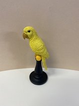 Polyresin papegaai op standaard - gele - hoogte 19x9x7 cm - Decoratieve beelden - Woonaccessoires