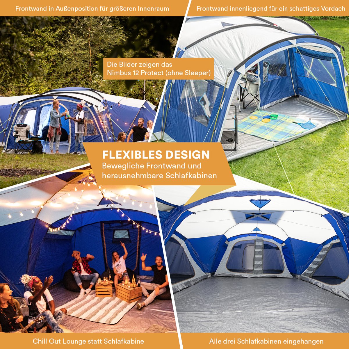 Skandika Nimbus 12 Sleeper Protect Tent – Familietent - Campingtent voor 12  personen –... | bol.com