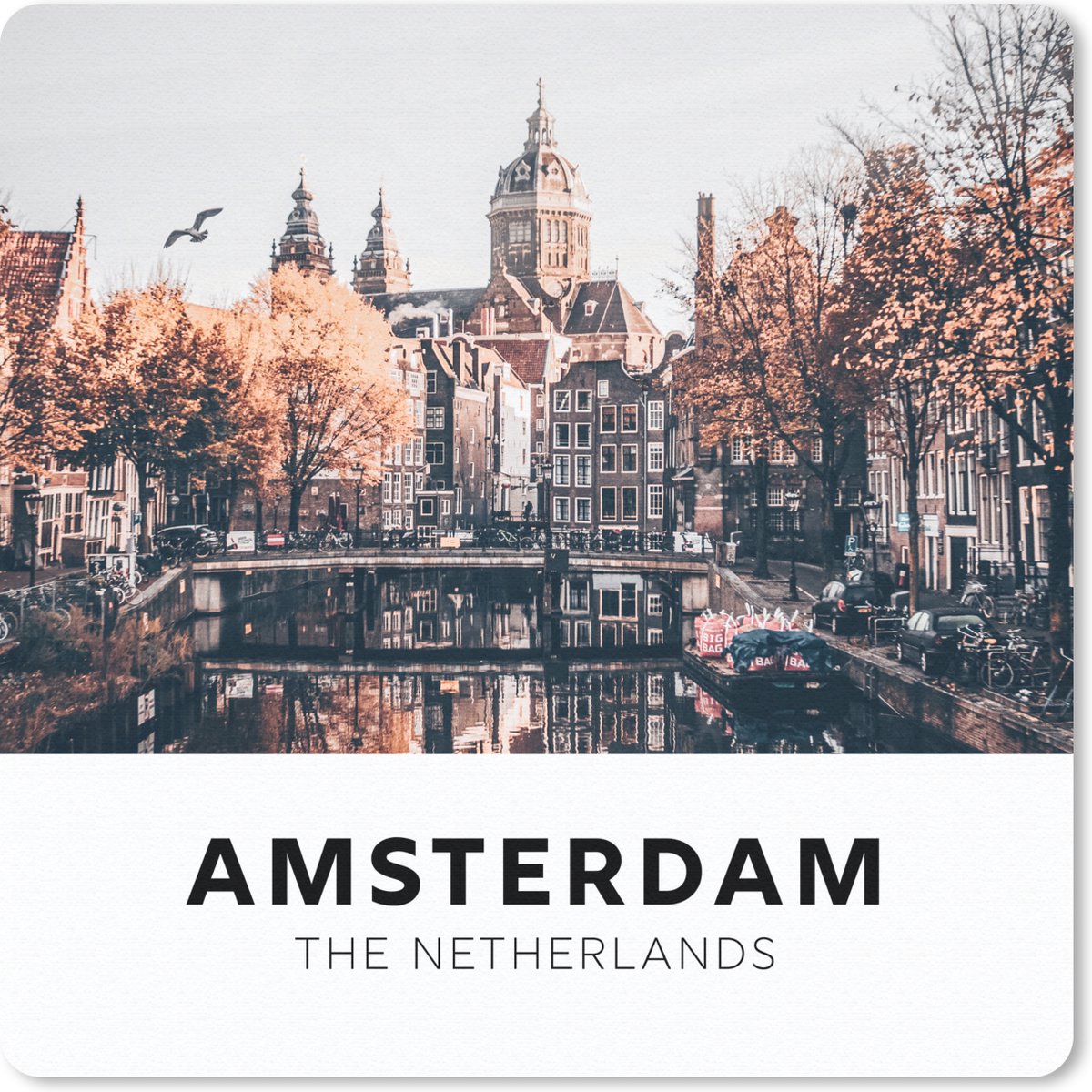 Muismat 20x20 cm - Mousepad Amsterdam - Nederland - Boom - Muismatten