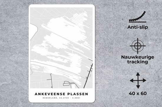 Bureau onderlegger 40x60 cm - Muismat Nederland - Water - Stadskaart - Ankeveense Plassen - Plattegrond - Bureaulegger xl - Desk mat beschermer - Computer muismatten - Stadskaart