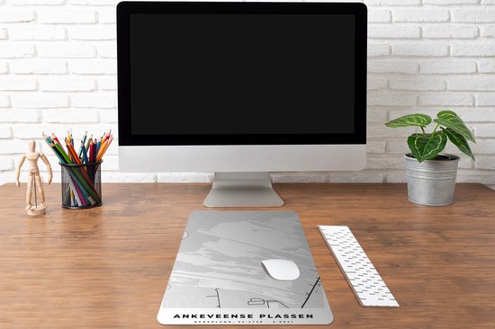 Bureau onderlegger 40x60 cm - Muismat Nederland - Water - Stadskaart - Ankeveense Plassen - Plattegrond - Bureaulegger xl - Desk mat beschermer - Computer muismatten - Stadskaart