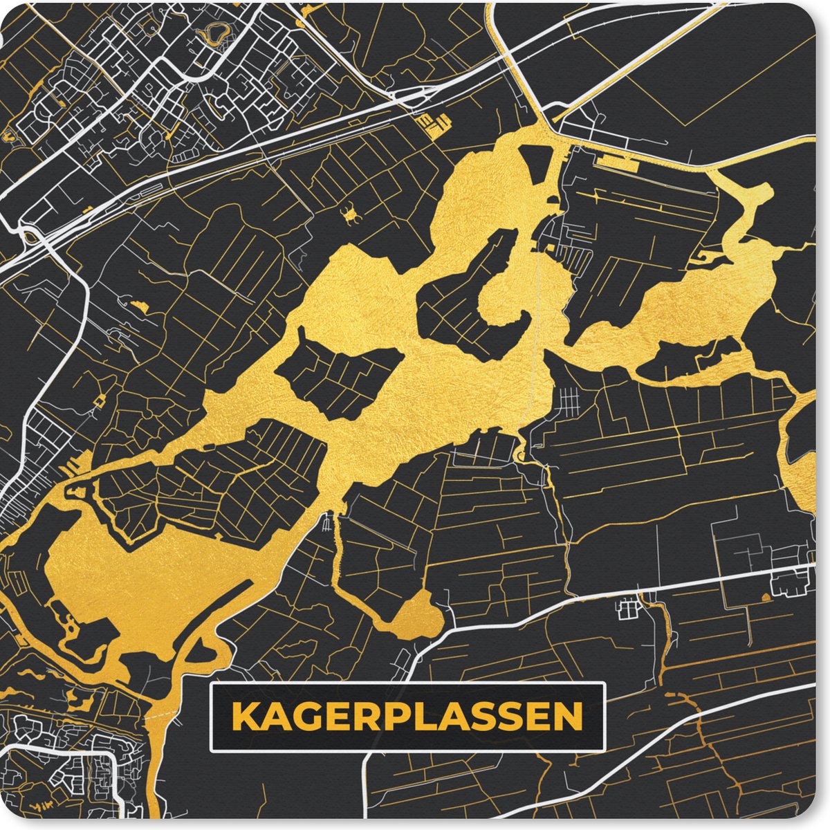 Muismat 30x30 cm - Mousepad Kaart - Plattegrond - Stadskaart - Nederland - Kagerplassen - Muismatten - Stadskaart