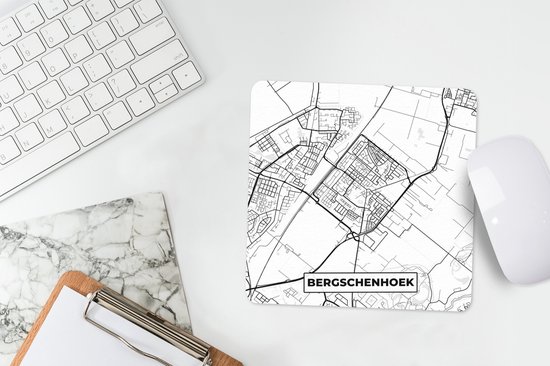 Muismat 20x20 cm - Mousepad Plattegrond - Bergschenhoek - Kaart - Stadskaart - Muismatten - Stadskaart