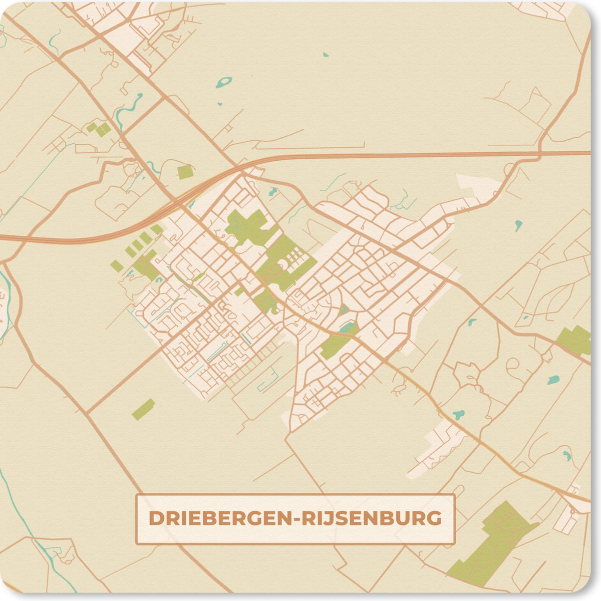 Muismat Klein - Kaart - Driebergen-Rijsenburg - Plattegrond - Stadskaart - 20x20 cm