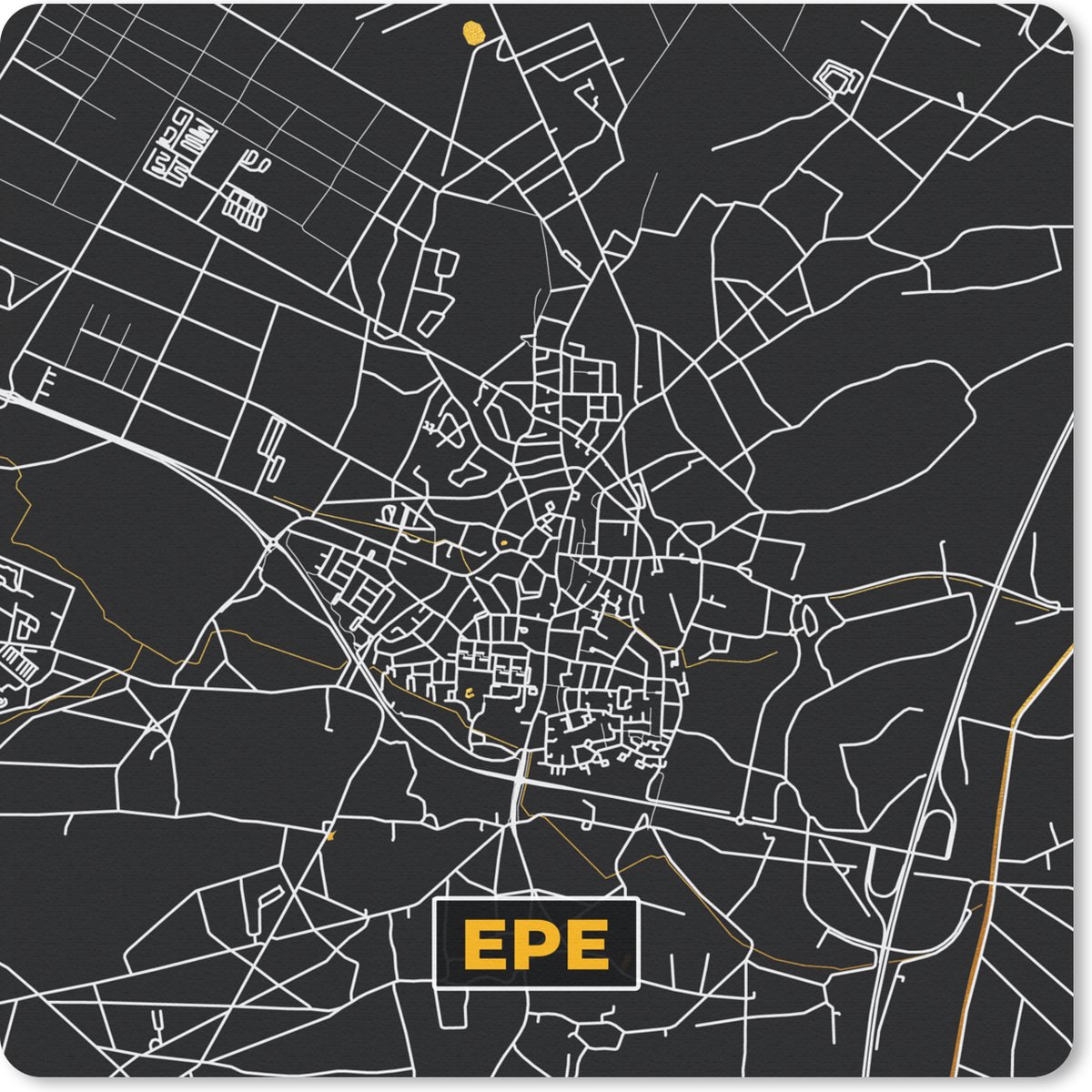 Muismat 20x20 cm - Mousepad Plattegrond - Epe - Goud - Kaart - Stadskaart - Muismatten - Stadskaart