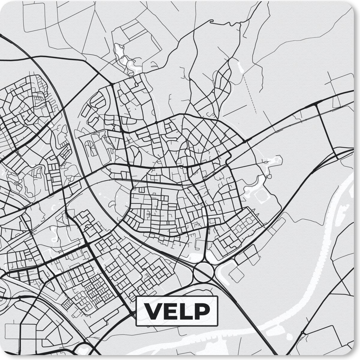 Muismat 30x30 cm - Mousepad Kaart - Plattegrond - Velp - Stadskaart - Muismatten - Stadskaart