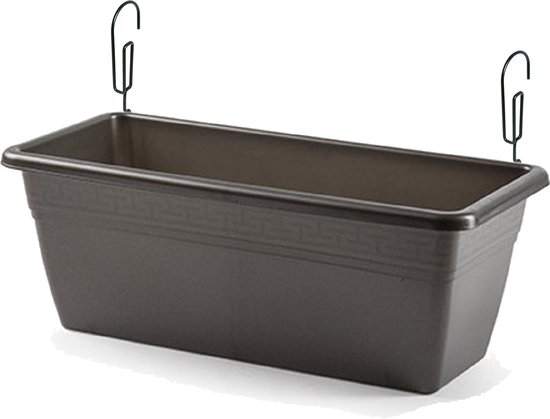 Garde-corps suspendu Jardinière gris anthracite rectangulaire 40 x 18 x 15 cm avec jeu de supports en plastique