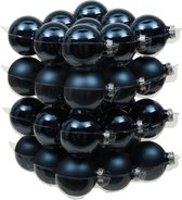 72x pcs Boules de Décorations de Noël bleu foncé en verre - 6 cm - mat/brillant - Décorations Décorations pour sapins de Noël