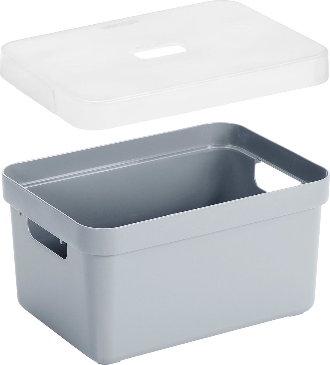 Sunware Opbergbox met transparante deksel - kastmand - grijs - 13 liter - kunststof - 35 x 25 x 18 cm - Opbergers