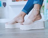 Sandalen met plateauzool nude voor dames