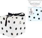 feestelijk opvouwbaar geschenkdoosje  - Luxe cadeau doos - Wit /zwart 13x13x13cm