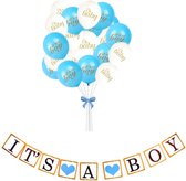 Geboorte en babyshower versiering set It's a boy jongen - Babydouche decoratie blauw - Oh baby hoera een jongen