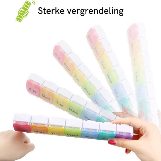 Pilulier - Pilulier 7 Jours - 1 Compartiment - Organisateur - Boîte à Médicaments - Serrure Forte