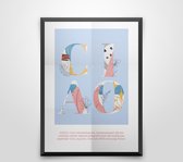 Artisan abstract & line art poster | Ciao poster blauw | wanddecoratie zacht blauw Poster 20x30cm