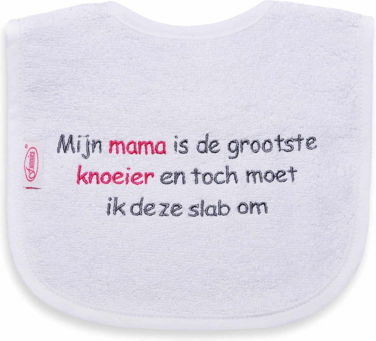 Goedkoopste Funnies geborduurd tekst slabbetje Mijn mama is de grootste knoeier