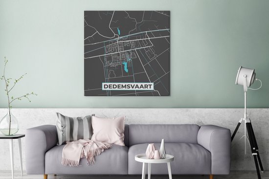 Peinture sur toile Carte de la ville - Dedemsvaart - Plan d'étage - Carte - 90x90 cm - Décoration murale
