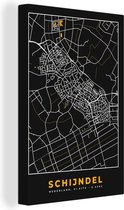 Carte de peinture sur toile - Noir & or - Plan de la ville - Schijndel - Plan d'étage - 20x30 cm - Décoration murale