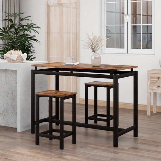 Bartafelset- Ironwood bartafel en stoelen- keukentafel en stoelen- hoge tafel en barkrukken/ restaurant/ donkere houten hoge tafel