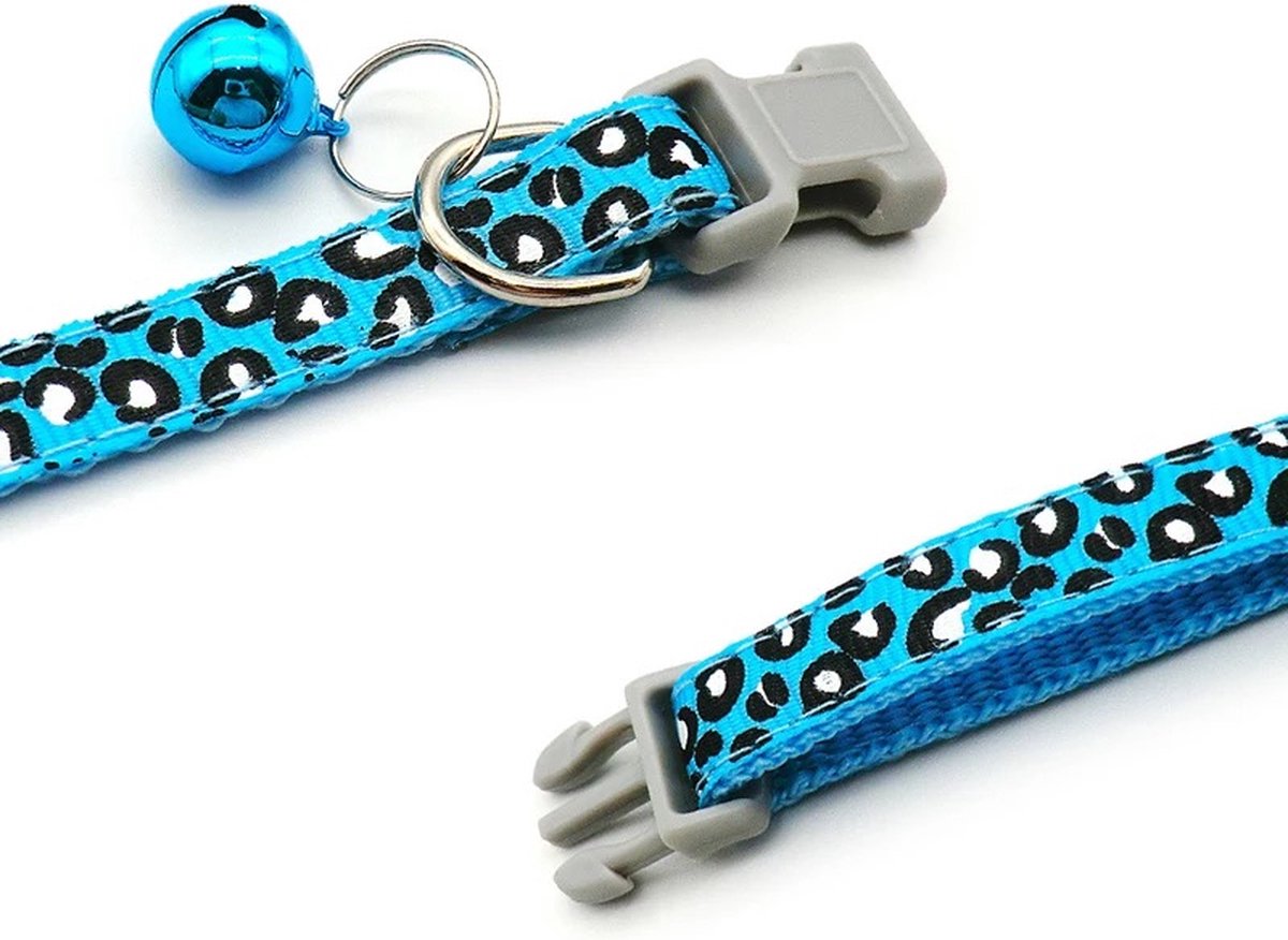 Premium Dierenhalsband met Leopard en Belletje Geel | 19-33cm Verstelbaar | Geschikt voor Hond Kat Puppy en Kitten | Halsband | Halsbandje | Hondenhalsband | Hondenhalsbanden | Kattenhalsband | Kattenbandje met Belletje | Bel – foto 2