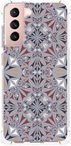 Telefoon Hoesje Geschikt voor Samsung Galaxy S21 FE Extreme Case met transparante rand Flower Tiles