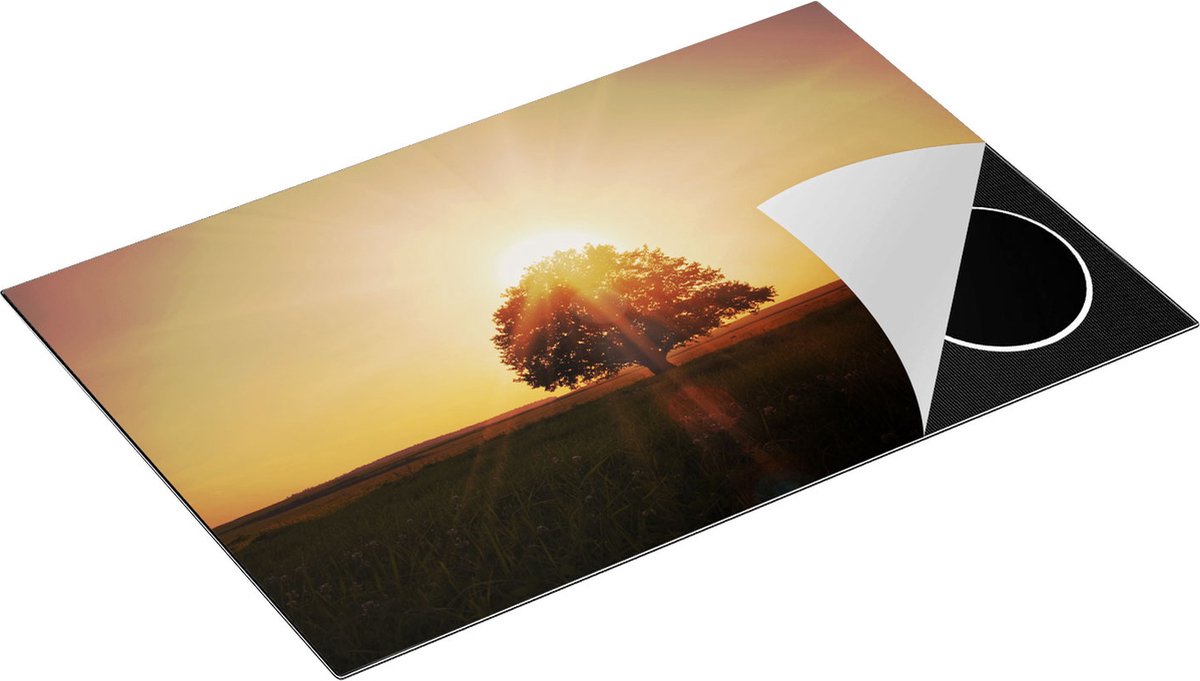 Chefcare Inductie Beschermer Zonsondergang Achter een Grote Boom - 81,2x52 cm - Afdekplaat Inductie - Kookplaat Beschermer - Inductie Mat