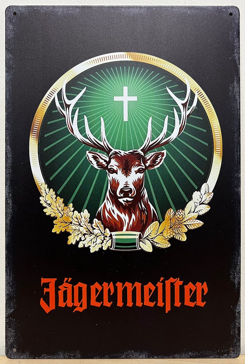 Jagermeister Hert Kleur Reclamebord van metaal METALEN-WANDBORD - MUURPLAAT - VINTAGE - RETRO - HORECA- BORD-WANDDECORATIE -TEKSTBORD - DECORATIEBORD - RECLAMEPLAAT - WANDPLAAT - NOSTALGIE -CAFE- BAR -MANCAVE- KROEG- MAN CAVE