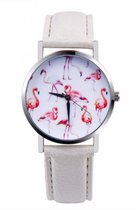Hidzo Horloge Flamingo Ø 37 mm - Wit - In horlogedoosje