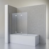 Paroi de baignoire Schulte VALET, D6934732, en 3 parties, 130 x 142 cm, verre de sécurité transparent de 5 mm d'épaisseur avec profil chromé
