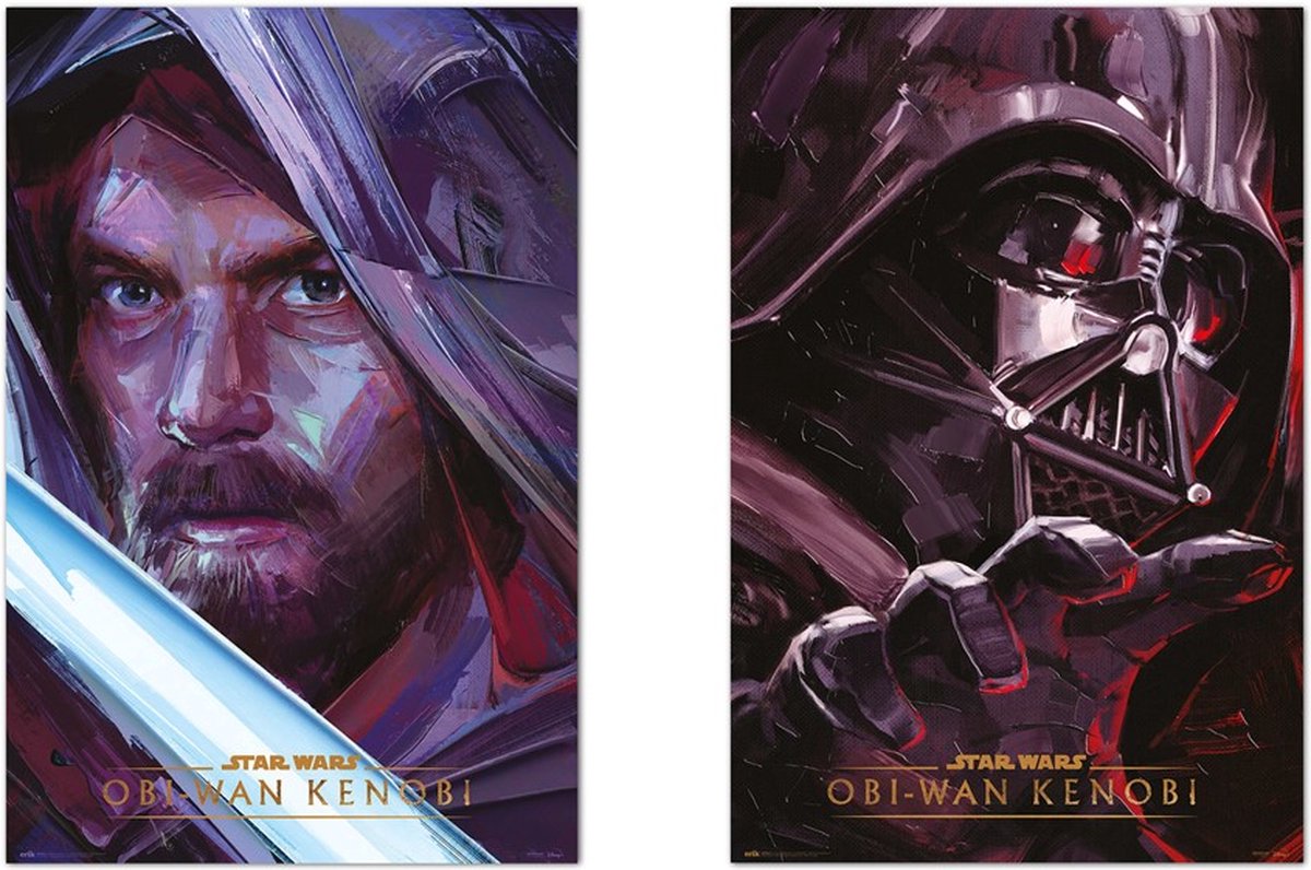 Posterpoint Star Wars posters - Duo set - twee verschillende star wars posters - Obi Wan Kenobi - Jedi - Darth Vader - 61 x 91.5 cm Multi