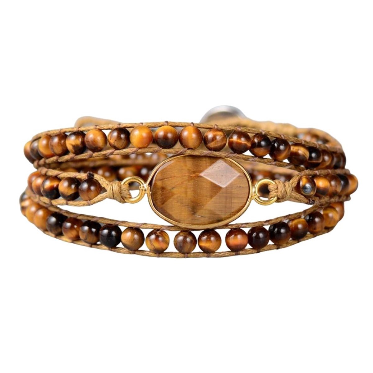 Marama - wikkelarmband Tiger Eye Brown - vegan -edelsteen tijgeroog - damesarmband