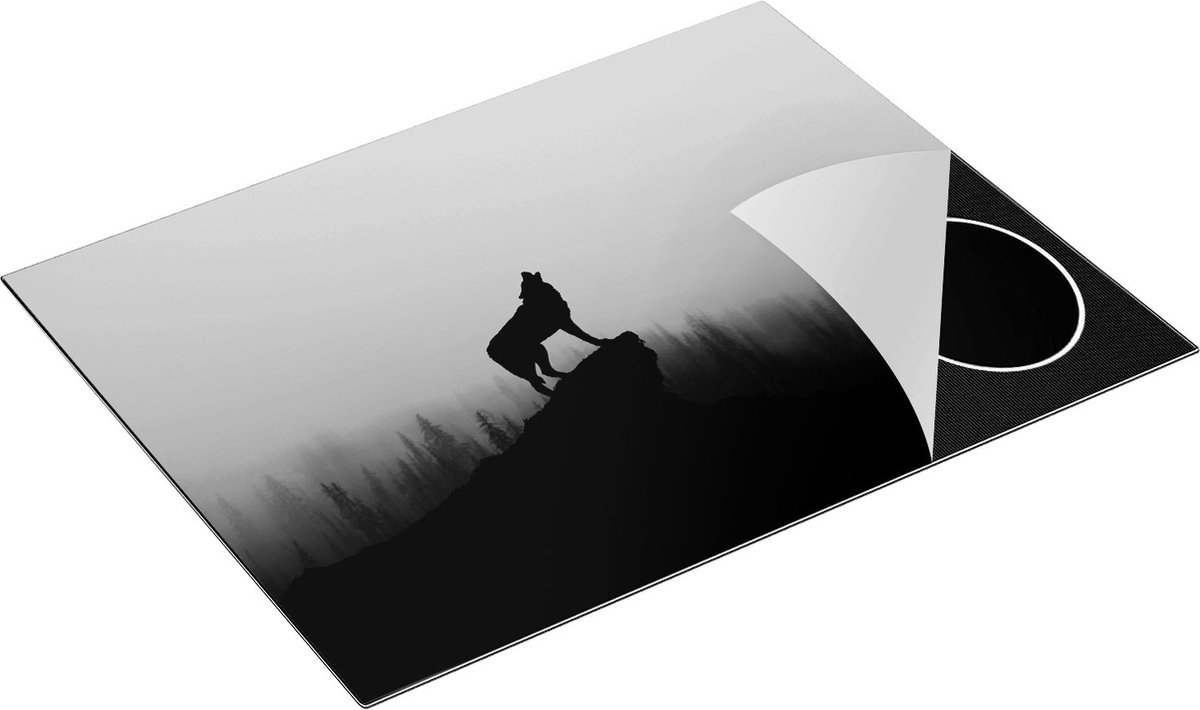 Chefcare Inductie Beschermer Silhouet van een Huilende Wolf - Abstract - 77x59 cm - Afdekplaat Inductie - Kookplaat Beschermer - Inductie Mat